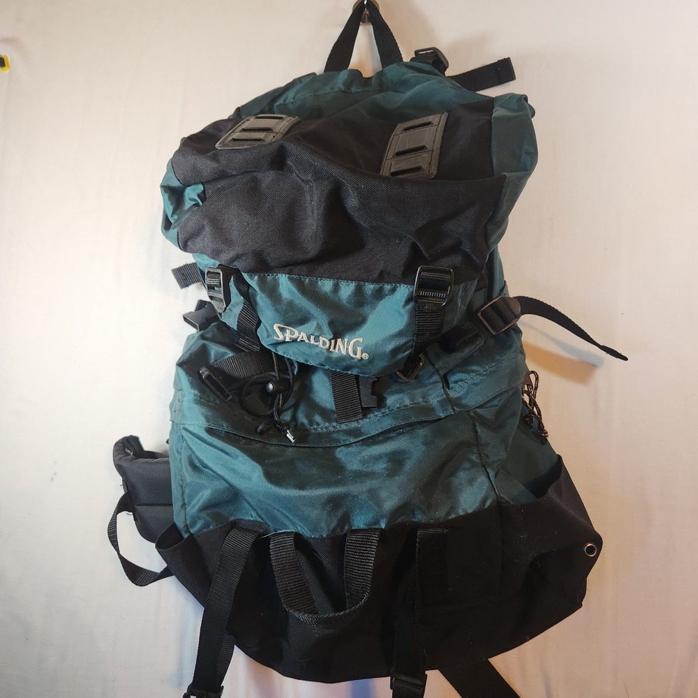 Spalding Vintage Internal Frame‎ Hiking Backpack Teal Black Camping Rucksack